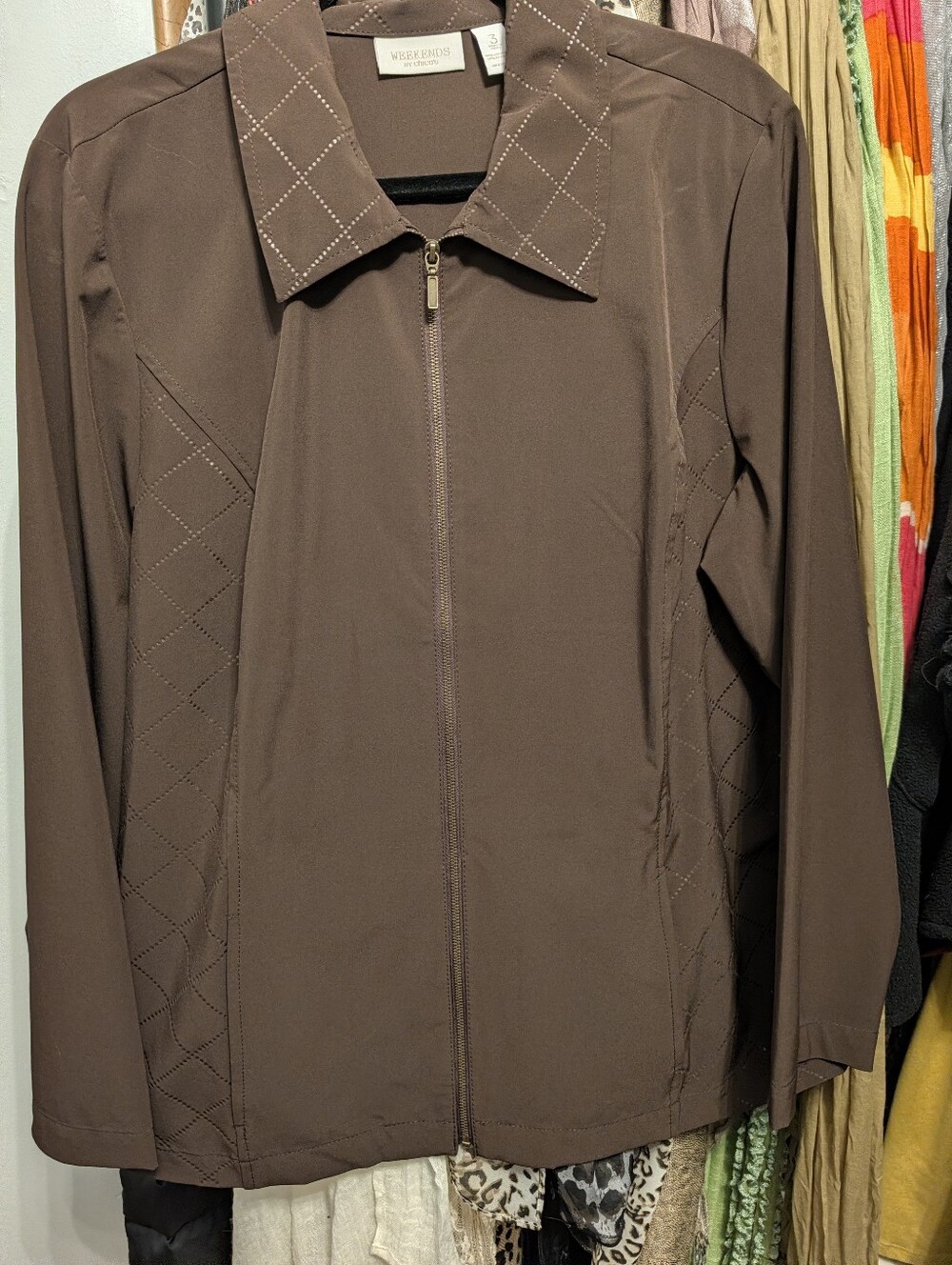 Weekend's By Chico's Brown Zipper Front Women's Jacket